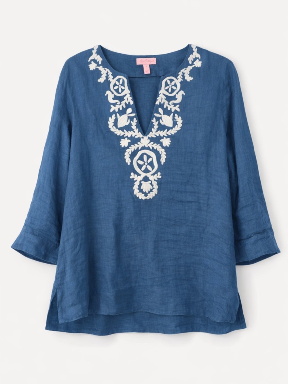 Lilly Pulitzer | 100% Linen Tunic Embroiderd Mediterranean Nautical Coastal